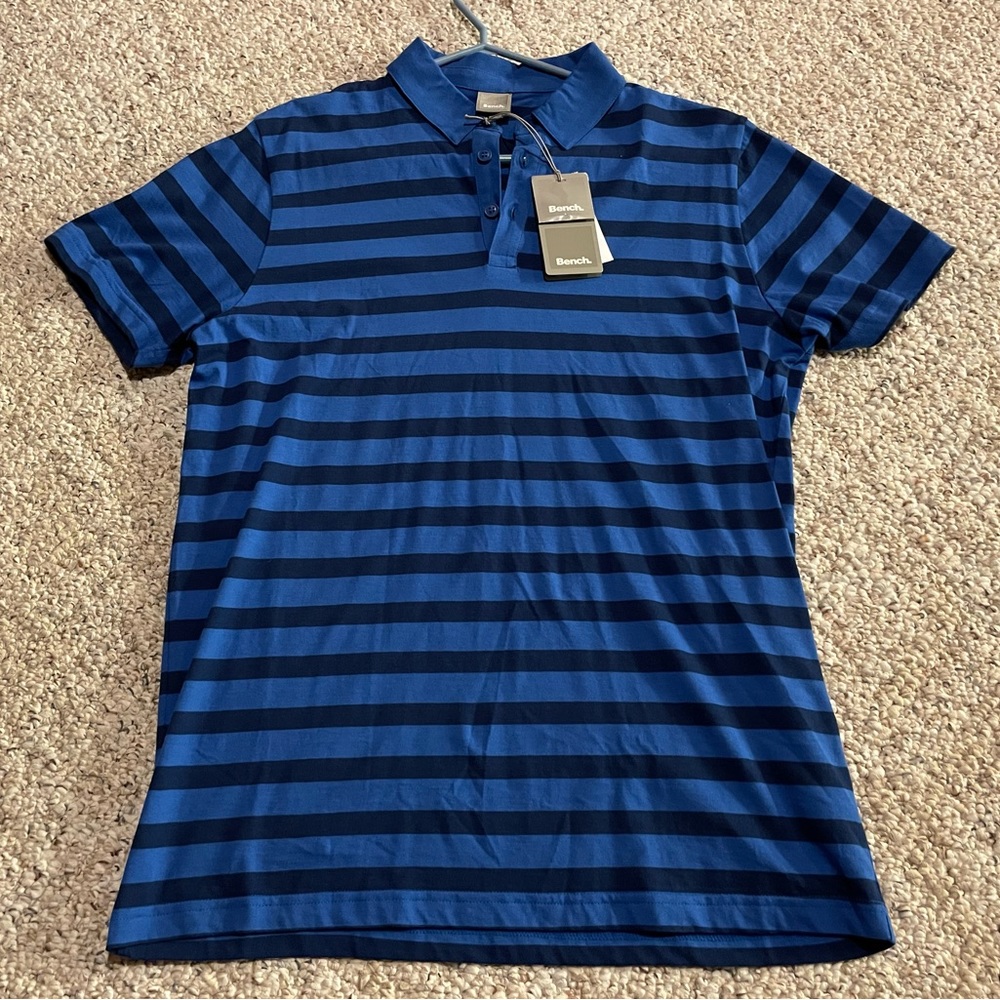 Bench Striped Polo Golf Shirt Men’s Medium NWT